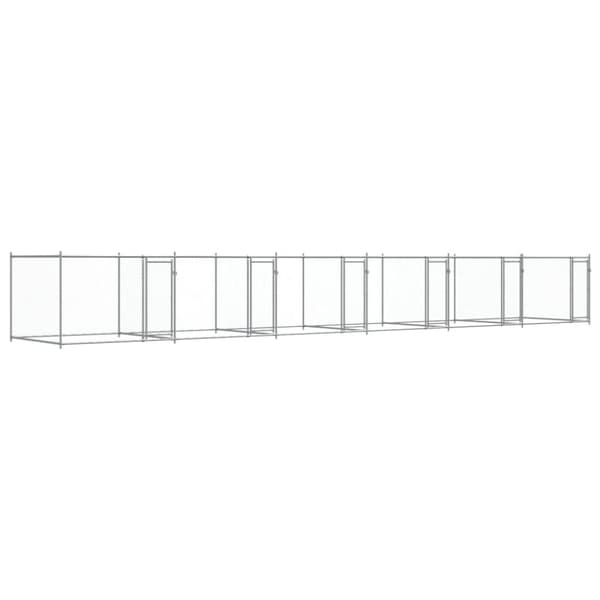 vidaXL hundegård med låger 12x2x1,5 m galvaniseret stål grå
