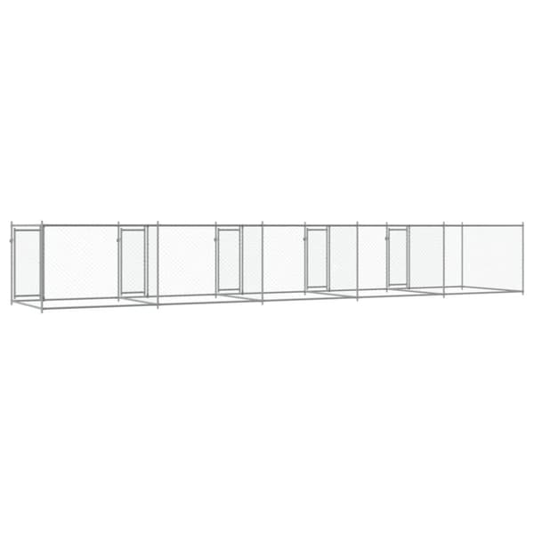 vidaXL hundegård med låger 10x2x1,5 m galvaniseret stål grå