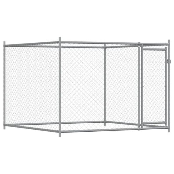 vidaXL hundegård med låger 10x2x1,5 m galvaniseret stål grå