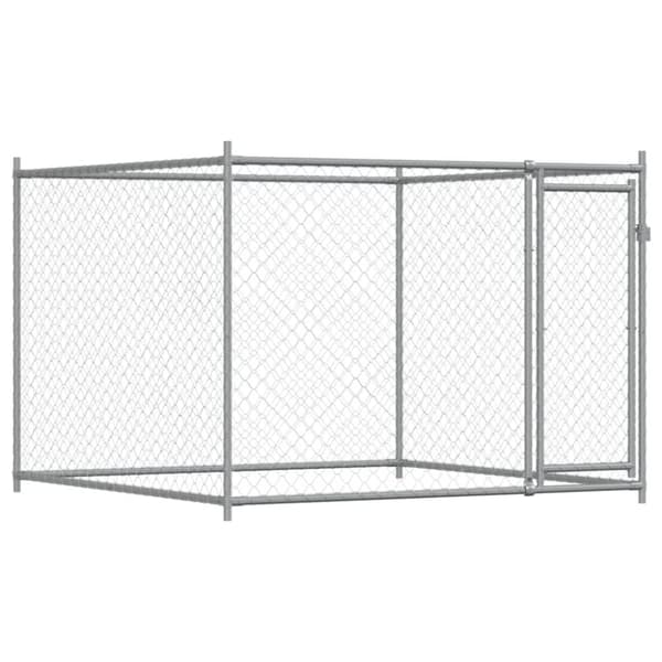 vidaXL hundegård med låge 6x2x1,5 m galvaniseret stål grå