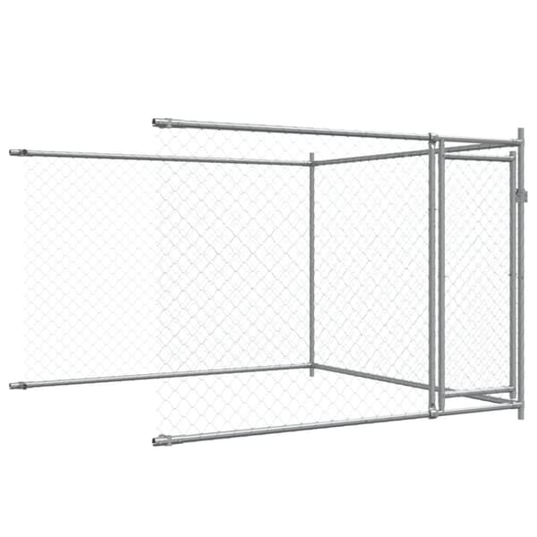 vidaXL hundegård med låge 6x2x1,5 m galvaniseret stål grå