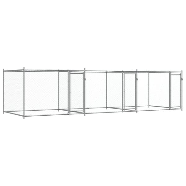 vidaXL hundegård med låge 6x2x1,5 m galvaniseret stål grå