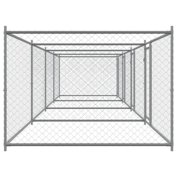 vidaXL hundegård med låger 8x2x1,5 m galvaniseret stål grå