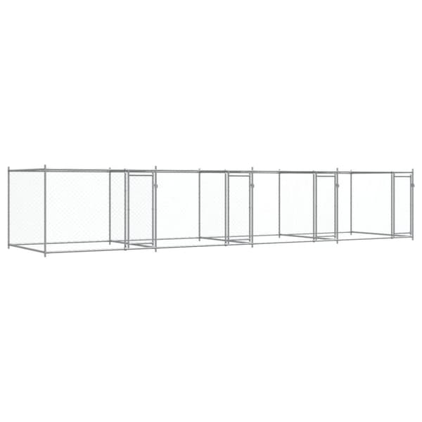 vidaXL hundegård med låger 8x2x1,5 m galvaniseret stål grå