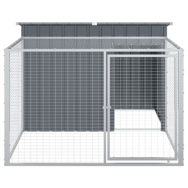 vidaXL Hundehus med gård antrasitt 153x194x110 cm galvanisert stål