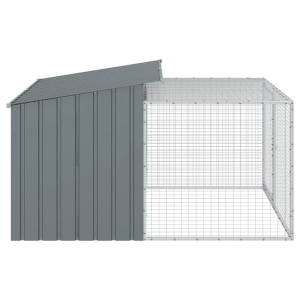 vidaXL Hundehus med gård antrasitt 153x194x110 cm galvanisert stål