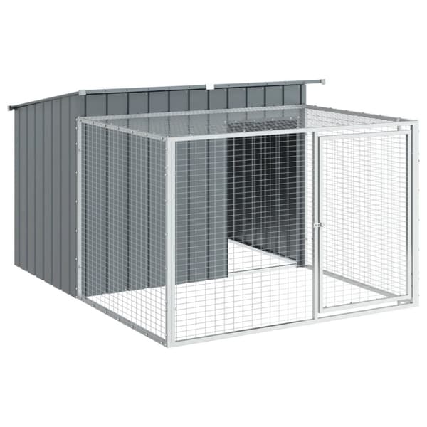 vidaXL Hundehus med gård antrasitt 153x194x110 cm galvanisert stål