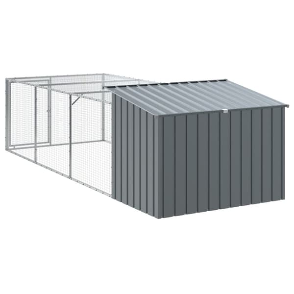 vidaXL Koirankoppi/ulkotila antrasiit 153x396x110 cm galvanoitu teräs