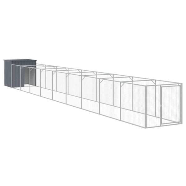 hundehus m. løbegård 110x1017x110 cm galvaniseret stål antracit
