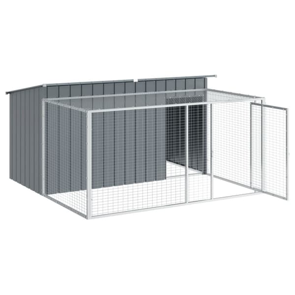 hundehus m. løbegård 197x194x110 cm galvaniseret stål antracit