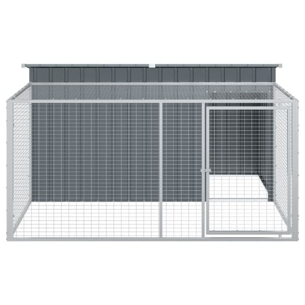 hundehus m. løbegård 197x194x110 cm galvaniseret stål antracit