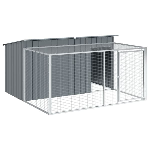 hundehus m. løbegård 197x194x110 cm galvaniseret stål antracit