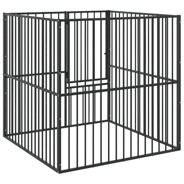 hundegård 4 paneler galvaniseret stål sort
