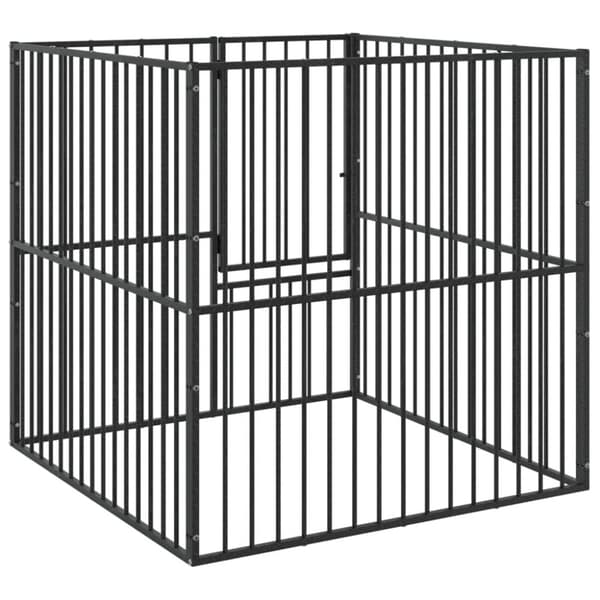 hundegård 4 paneler galvaniseret stål sort