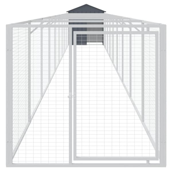 hundehus med tag 117x1017x123 cm galvaniseret stål antracitgrå