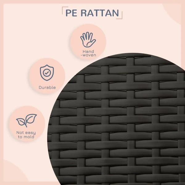 Rootz Rattan Hundehus Med Pude - Husformet Hundeseng - Udendørs Hundehus - Stålramme - PP - Kaffebrun - 69 x 98 x 70 cm