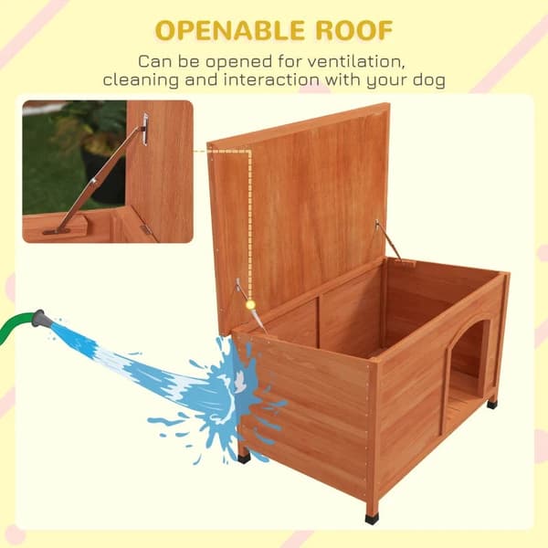 Rootz-koirakodit - Puinen koirakennel - Toimiva koirankoti - Jaettu 3 osaan - Kuusen puurunko - Oranssi - 100L x 65,5W x 68K cm