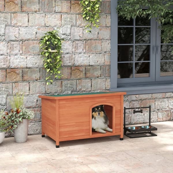 Rootz-koirakodit - Puinen koirakennel - Toimiva koirankoti - Jaettu 3 osaan - Kuusen puurunko - Oranssi - 100L x 65,5W x 68K cm