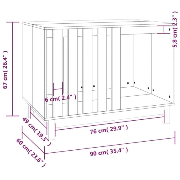 vidaXL hundehus 90x60x67 cm massivt fyrretræ -  Hundehuse
