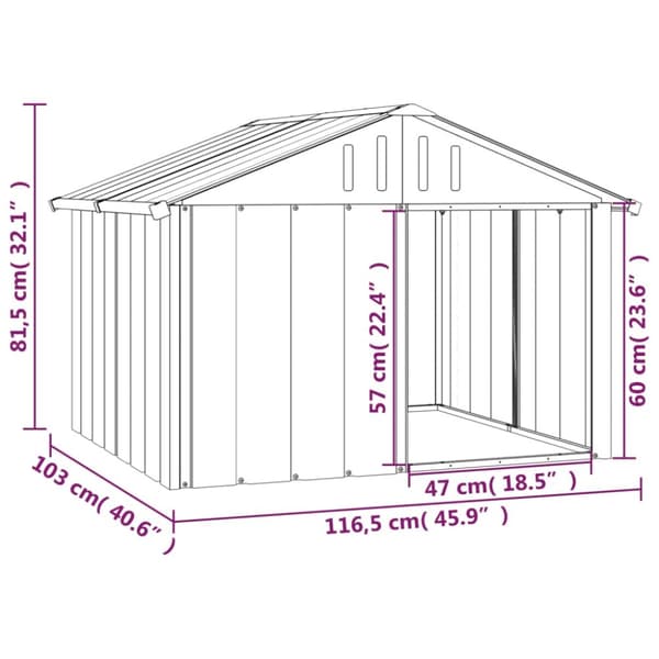 vidaXL Koirankoppi antrasiitti 116,5x103x81,5 cm galvanoitu teräs -  Koirankopit