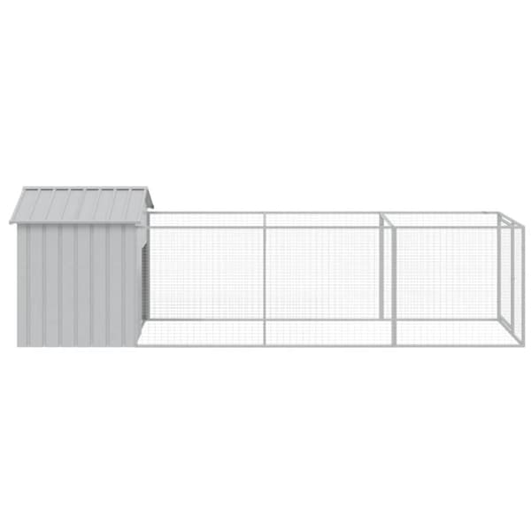 vidaXL Koirankoppi katolla v.harmaa 117x405x123 cm galvanoitu teräs -  Koirankopit