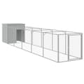 Miniatyrbillede 3 af 9: vidaXL hundehus med løbegård 110x609x110 cm galvaniseret stål lysegrå -  Hundehuse