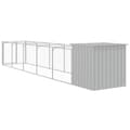 Miniatyrbillede 6 af 9: vidaXL hundehus med løbegård 110x609x110 cm galvaniseret stål lysegrå -  Hundehuse