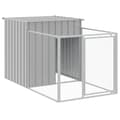 Miniatyrbillede 7 af 9: vidaXL hundehus med løbegård 110x609x110 cm galvaniseret stål lysegrå -  Hundehuse