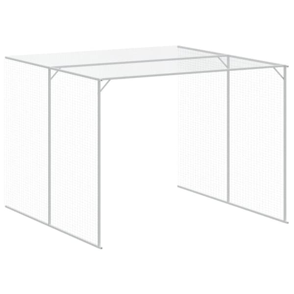 vidaXL hundehus med løbegård 214x865x181 cm galvaniseret stål lysegrå - Hundehuse