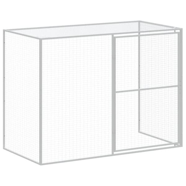 vidaXL hundehus med løbegård 214x865x181 cm galvaniseret stål lysegrå - Hundehuse
