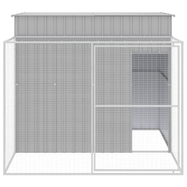 vidaXL hundehus med løbegård 214x253x181 cm galvaniseret stål lysegrå - Hundehuse
