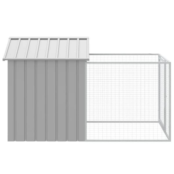vidaXL Koirankoppi/ulkotila harmaa 117x201x123 cm galvanoitu teräs -  Koirankopit
