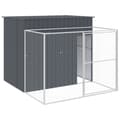 Miniatyrbillede 3 af 9: vidaXL hundehus med løbegård 214x253x181 cm galvaniseret stål antracit -  Hundehuse