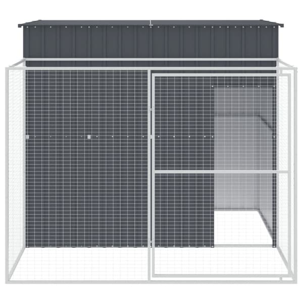 vidaXL hundehus med løbegård 214x253x181 cm galvaniseret stål antracit - Hundehuse
