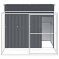 Miniatyrbillede 4 af 9: vidaXL hundehus med løbegård 214x253x181 cm galvaniseret stål antracit -  Hundehuse