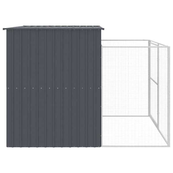 vidaXL hundehus med løbegård 214x253x181 cm galvaniseret stål antracit - Hundehuse