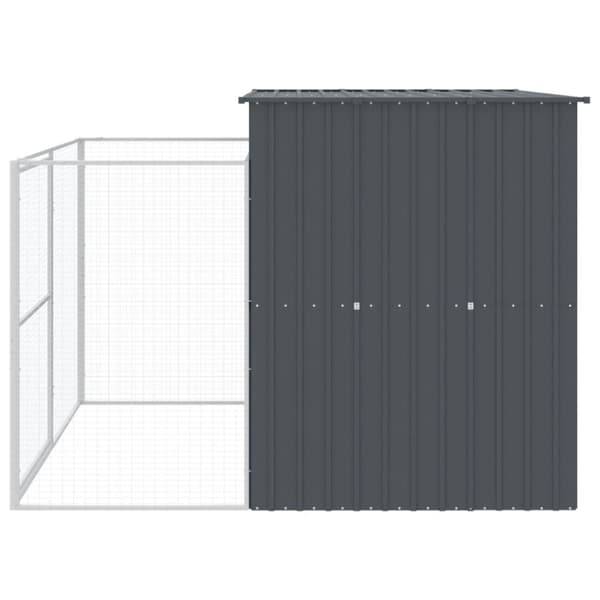 vidaXL hundehus med løbegård 214x253x181 cm galvaniseret stål antracit - Hundehuse