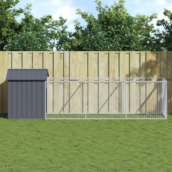 vidaXL Koirankoppi katolla antrasiitti 117x405x123 cm galvanoitu teräs -  Koirankopit