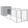 Miniatyrbillede 3 af 9: vidaXL hundehus med løbegård 110x405x110 cm galvaniseret stål lysegrå -  Hundehuse