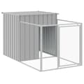 Miniatyrbillede 7 af 9: vidaXL hundehus med løbegård 110x405x110 cm galvaniseret stål lysegrå -  Hundehuse