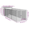 Miniatyrbillede 9 af 9: vidaXL hundehus med løbegård 110x405x110 cm galvaniseret stål lysegrå -  Hundehuse