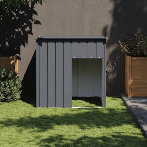 vidaXL hundehus med tag 110x103x109 cm galvaniseret stål antracitgrå -  Hundehuse