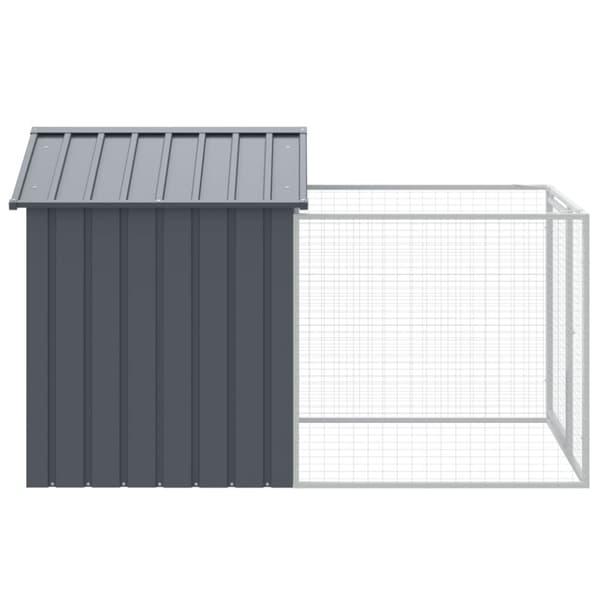 vidaXL hundehus med løbegård 117x201x123 cm galvaniseret stål antracit -  Hundehuse