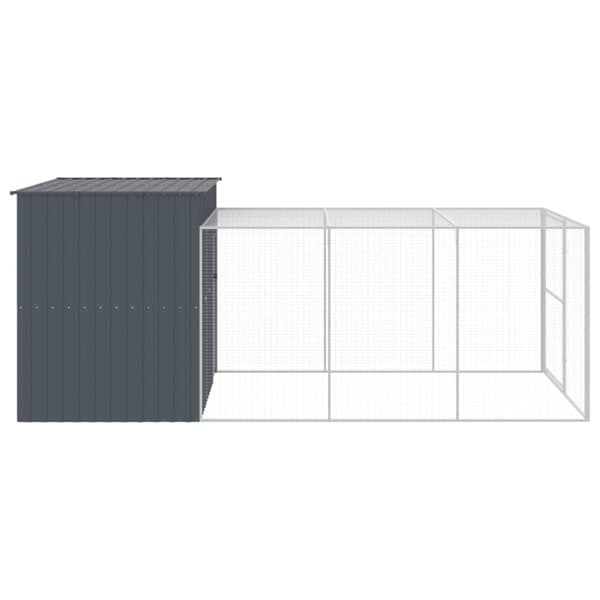 vidaXL hundehus med løbegård 214x457x181 cm galvaniseret stål antracit - Hundehuse