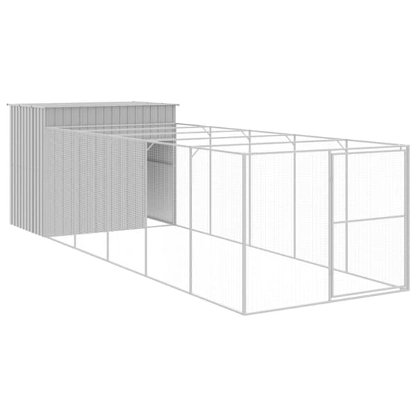 vidaXL Koirankoppi/ulkotila v.harmaa 214x661x181 cm galvanoitu teräs - Koirankopit