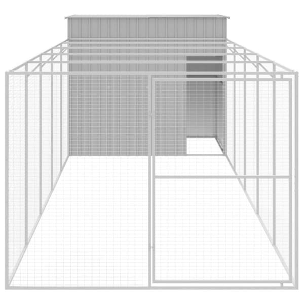 vidaXL Koirankoppi/ulkotila v.harmaa 214x661x181 cm galvanoitu teräs - Koirankopit
