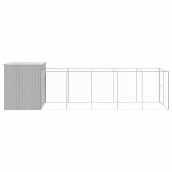vidaXL Koirankoppi/ulkotila v.harmaa 214x661x181 cm galvanoitu teräs - Koirankopit