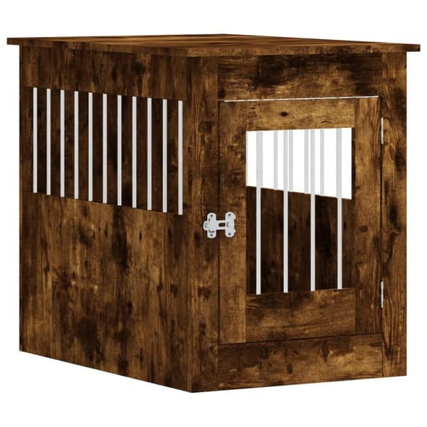 vidaXL hundebur 55x80x68 cm konstrueret træ røget egetræsfarve -  Hundehuse