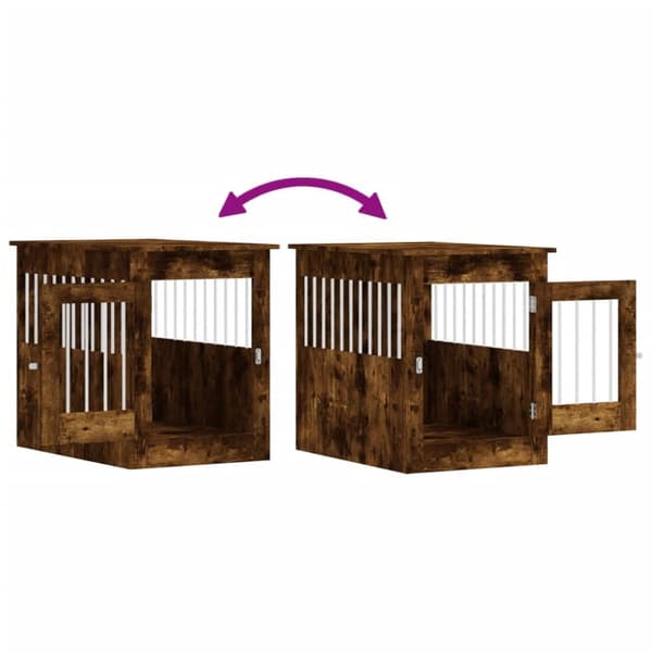 vidaXL hundebur 55x80x68 cm konstrueret træ røget egetræsfarve -  Hundehuse