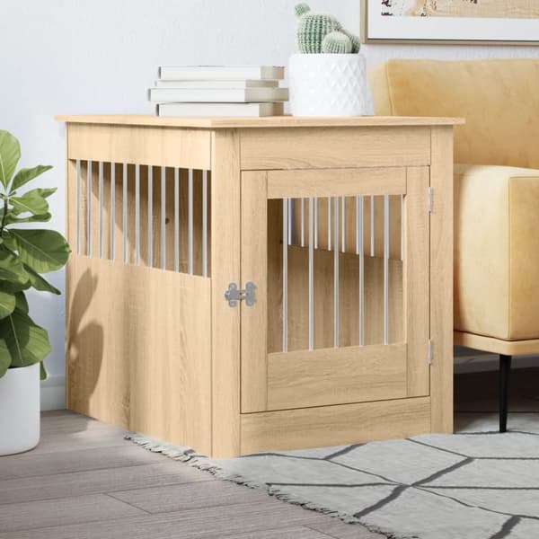 vidaXL hundebur 64,5x80x71 cm konstrueret træ sonoma-eg -  Hundehuse